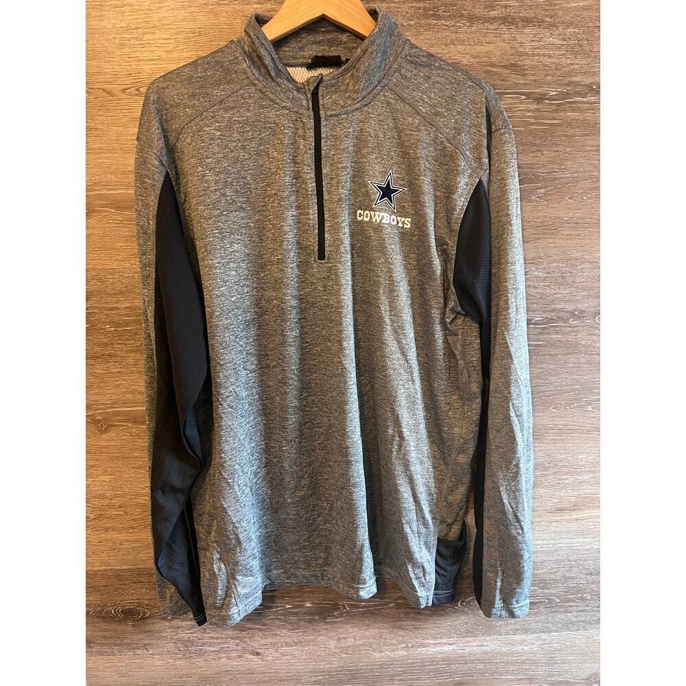 Dallas Cowboys Men Sz XL Pullover Gray 1/4 Zip Long Sleeves Football NFL